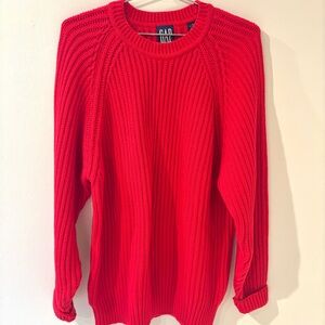 GAP Vibrant Red Pullover Cable knit Vintage Sweater